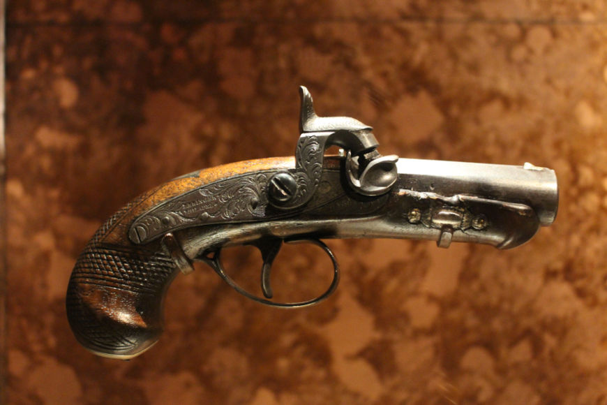Arma usada por John Wilkes Booth no atentado contra Abraham Lincoln em 1865.[1]