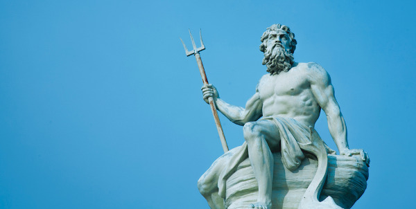 Os gregos acreditavam que Poseidon era o seu deus dos mares e dos rios.