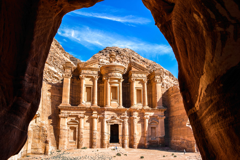 Antiga cidade de Petra, na JordÃ¢nia.