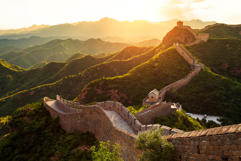 Vista aÃ©rea da Grande Muralha da China.