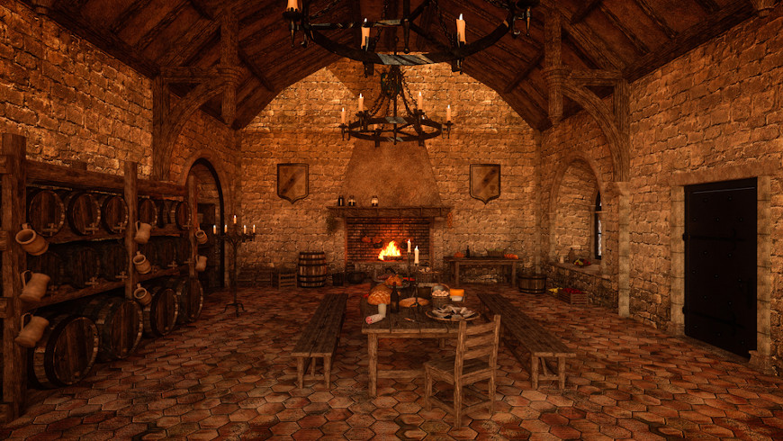  RepresentaÃ§Ã£o de uma cozinha medieval, um exemplo da arquitetura da Idade MÃ©dia, um dos aspectos da cultura medieval.