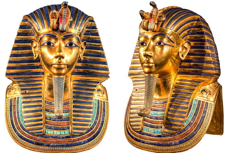 MÃ¡scara fÃºnebre de TutancÃ¢mon, um dos faraÃ³s mais famosos da histÃ³ria.