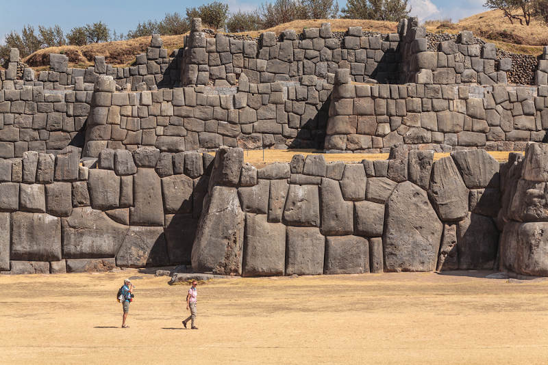 Muro de Sacsayhuaman, uma construÃ§Ã£o inca, no Peru.