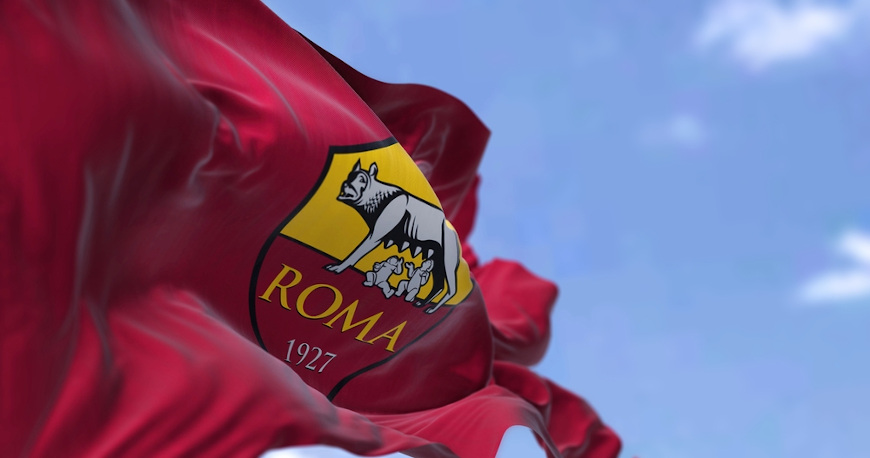 Escudo do time AS Roma com a loba e os irmÃ£os RÃ´mulo e Remo.