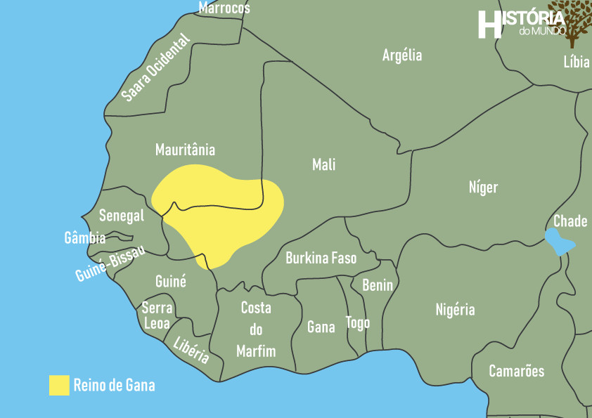 Mapa do Reino de Gana.