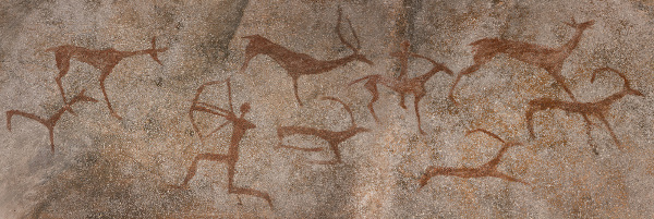 Pintura rupestre, uma das formas como o cotidiano dos primeiros seres humanos era representado por meio da arte rupestre.