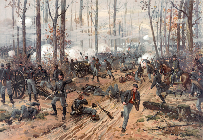 Cromolitografia da pintura de Thulstrup de Thure, Batalha de Shiloh, de 1888.