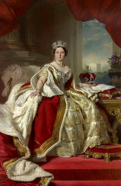  â€œRainha Victoriaâ€, obra de Franz Winterhalter que retrata aquela que deu nome Ã  era vitoriana, a rainha VitÃ³ria de Hanover.