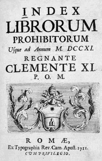 Capa do Index Librorium Prohibitorum (Ã­ndice de livros proibidos pela igreja CatÃ³lica).