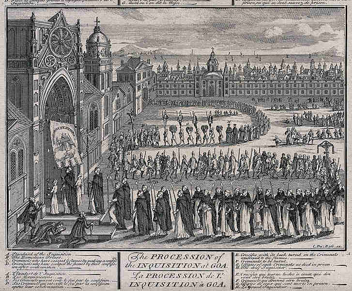 ProcissÃ£o da InquisiÃ§Ã£o em Goa, entrando na Igreja com estandartes, 1783.[3]