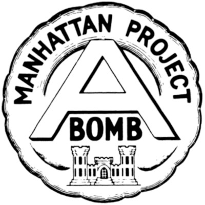 Emblema do Projeto Manhattan, parte importante da histÃ³ria da bomba atÃ´mica.