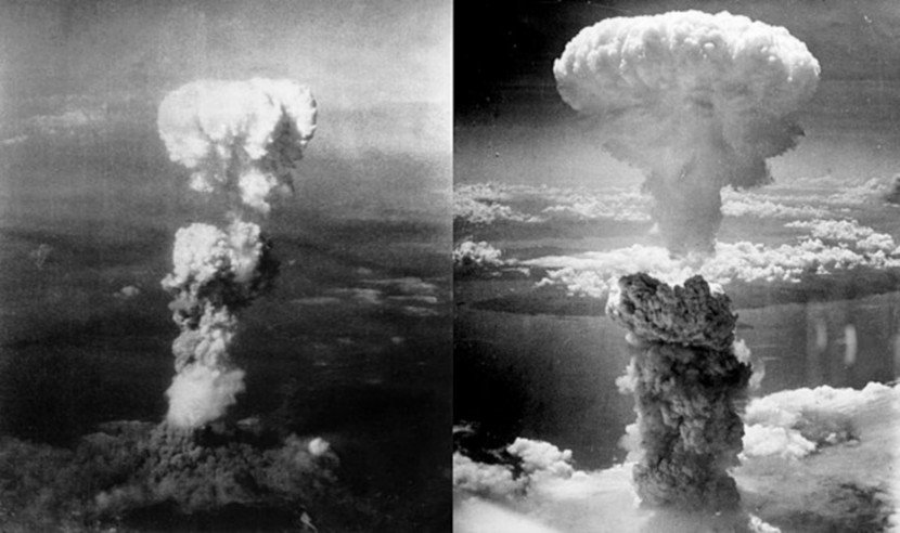Bombas atÃ´micas em Hiroshima e em Nagasaki, dois dos principais eventos ligados Ã  histÃ³ria da bomba atÃ´mica.