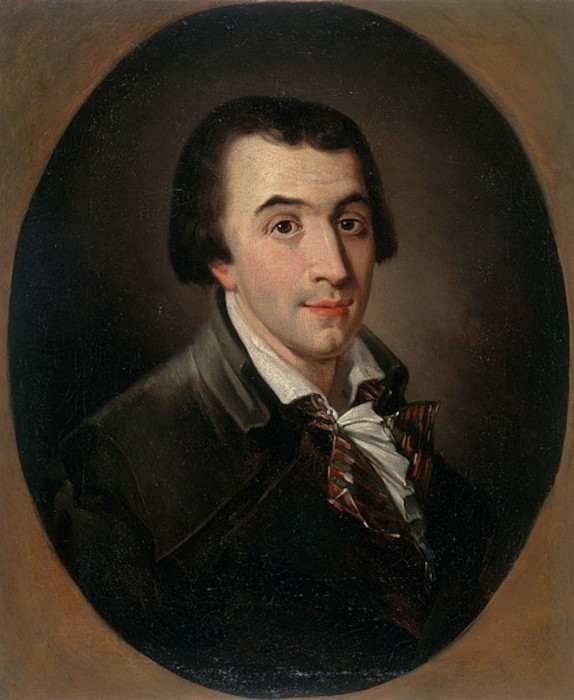 Jacques-Pierre Brissot, lÃ­der dos girondinos, retratado em pintura.