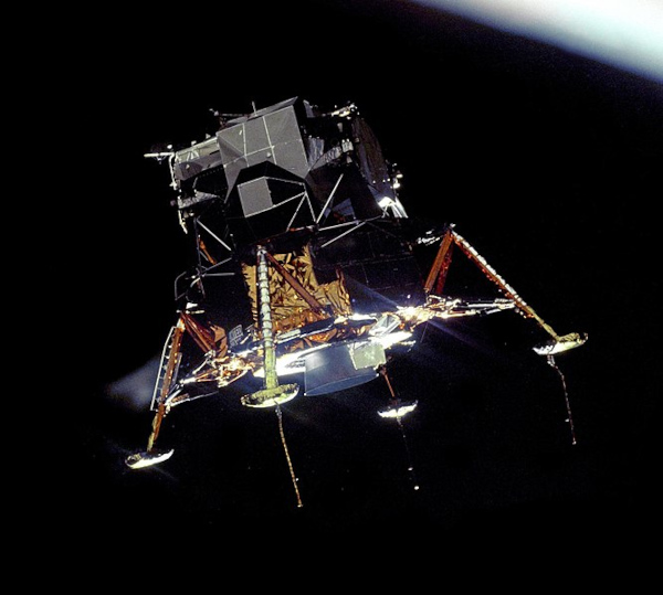 O mÃ³dulo Eagle, que realizou o pouso lunar na missÃ£o Apollo 11.