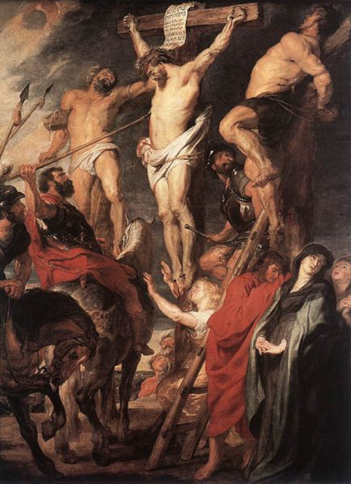 Quadro de Paul Rubens, 1620, retratando a crucificaÃ§Ã£o de Jesus. 