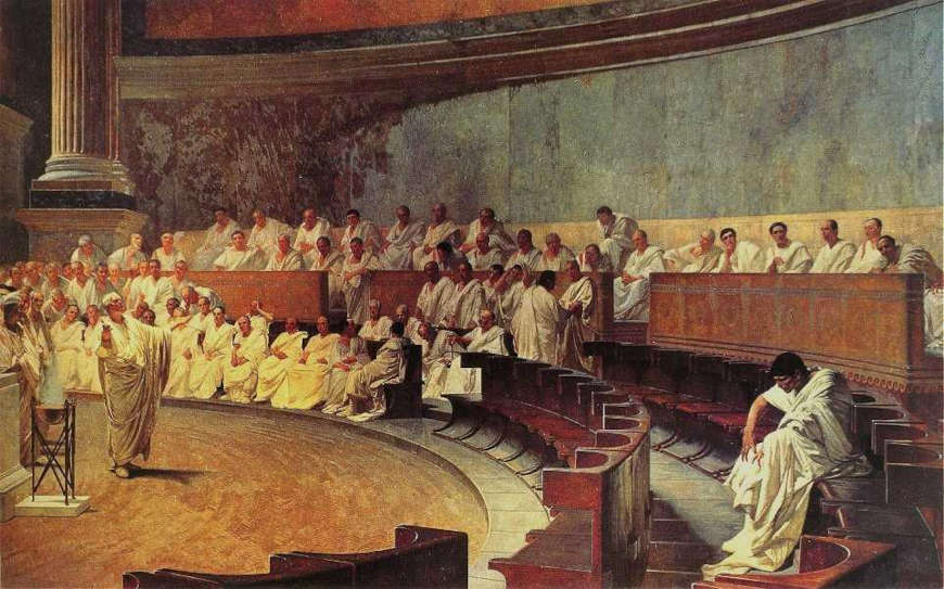 Membros do Senado, na Roma Antiga, representados em pintura.