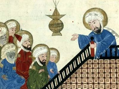 Ilustração fazendo alusão à Maomé ou Muhammad, o principal profeta do islamismo.