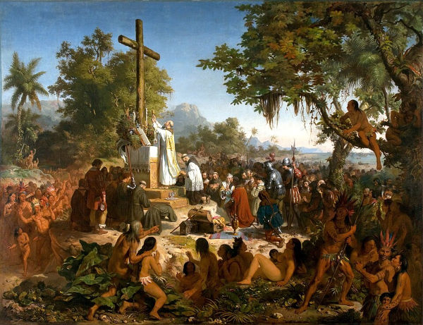 Primeira Missa realizado no Brasil, no contexto do descobrimento.