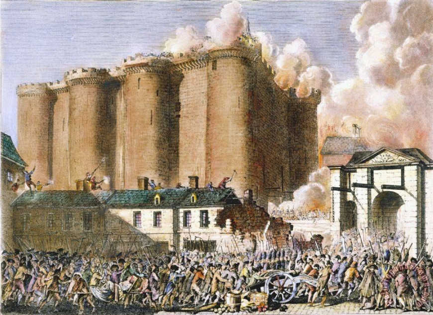 Gravura representando a queda da Bastilha, primeiro momento da Revolução Francesa.