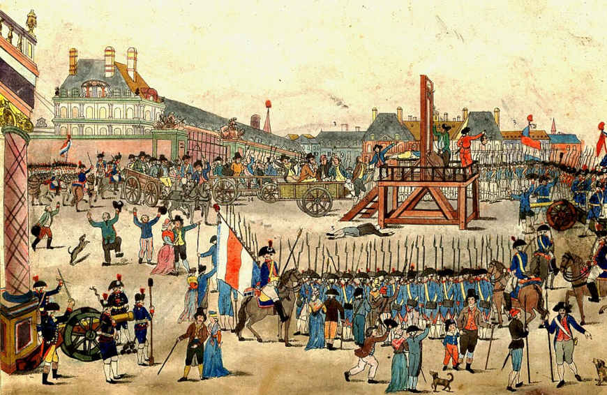 Pintura representando a execução de Robespierre.