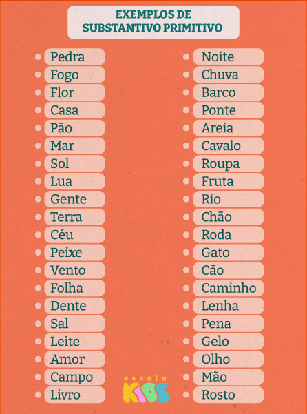 40 exemplos de substantivos primitivos