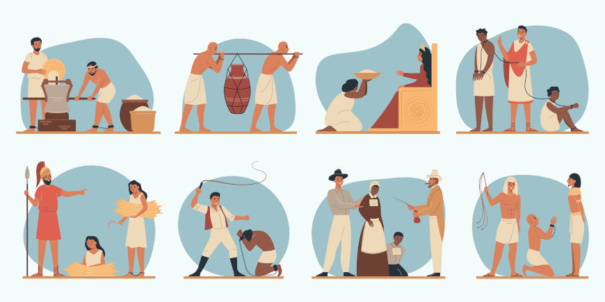 Representação gráfica de situações de escravidão.