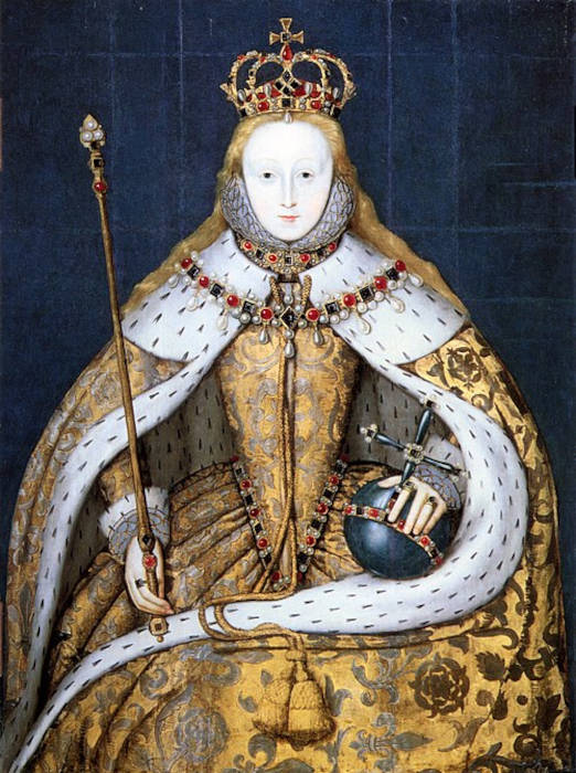 Pintura retratando a coroa&ccedil;&atilde;o de Elizabeth I.