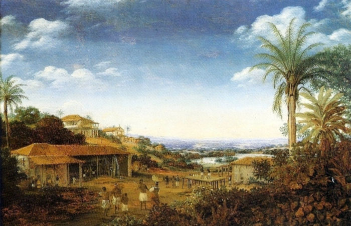 Engenho de a&ccedil;&uacute;car em Pernambuco, obra feita pelo pintor holand&ecirc;s Frans Post.
