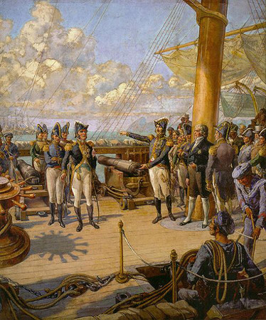 Pedro I e Jorge Avilez Acima, imagem de D. Pedro ordenando a um oficial português que voltasse para Portugal