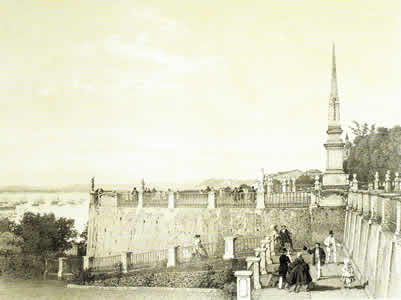 Vista do Passeio Público de Salvador no século XIX, cidade palco da Revolta da Farinha