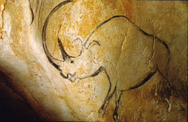 Rinoceronte pintado em Chauvet. As pinturas rupestres do local impressionaram os pesquisadores em virtude, principalmente, de sua qualidade